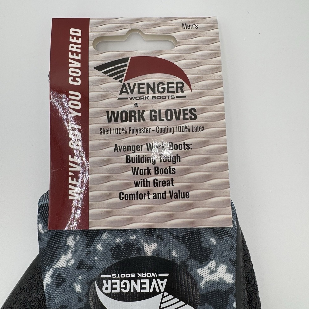 Avenger Men's Large Work Gloves / 100% Polyester And‎ 100% Laytex - Blue Camo